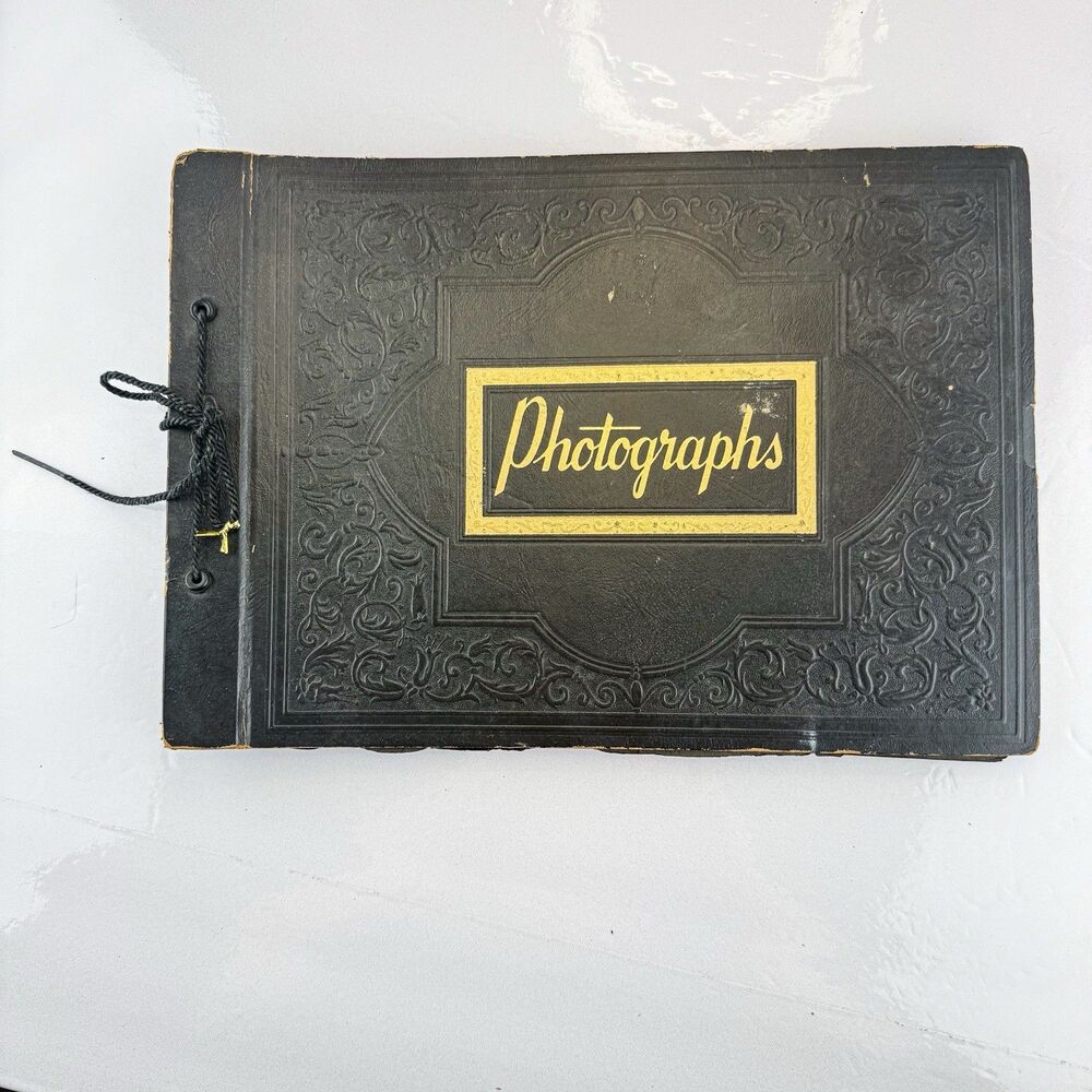 Antique Black Embossed Cover Photo Album Ephemera Scrapbook  UNUSED